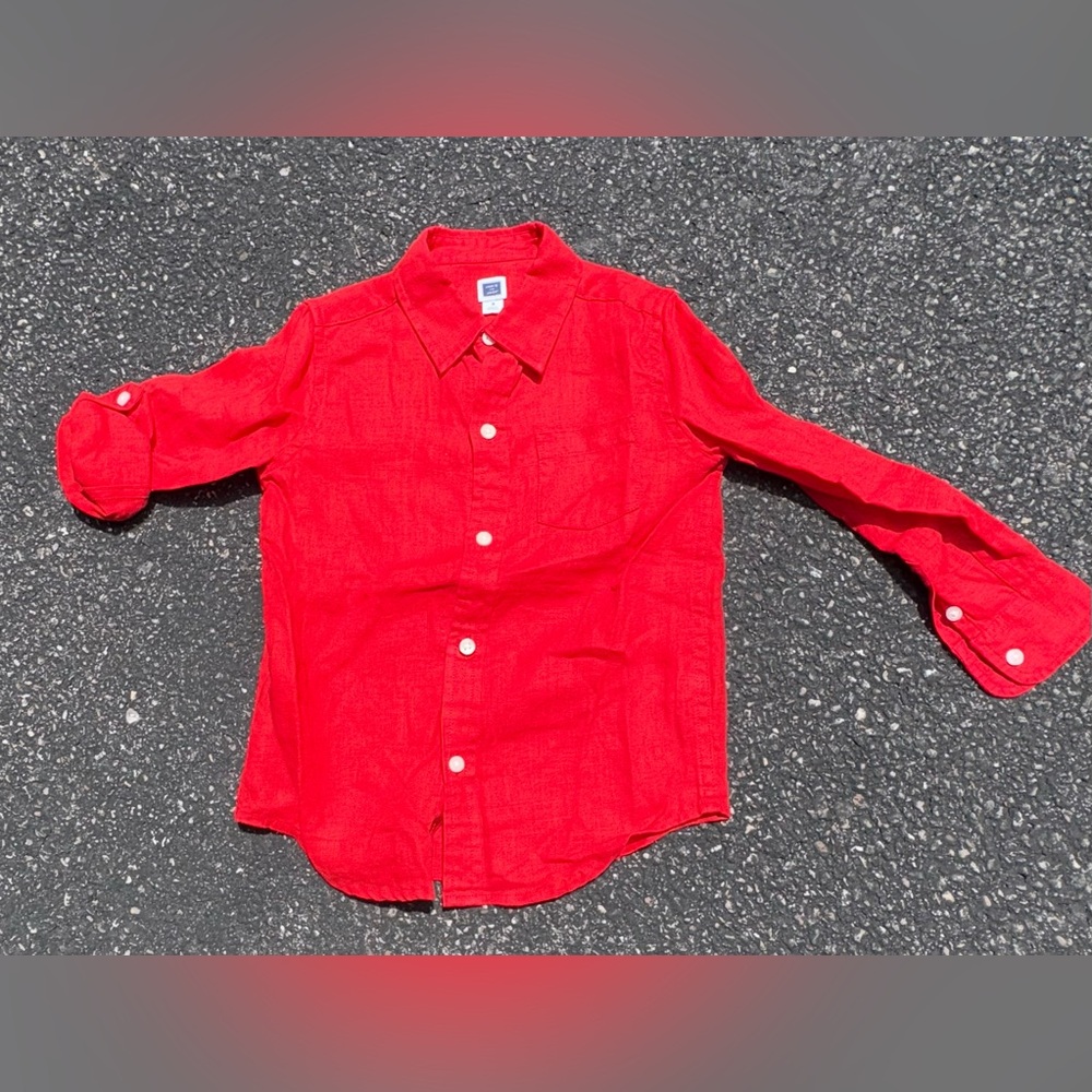 Janie and Jack | Scarlet Button-Up Shirt | 100% Linen | Size 3T